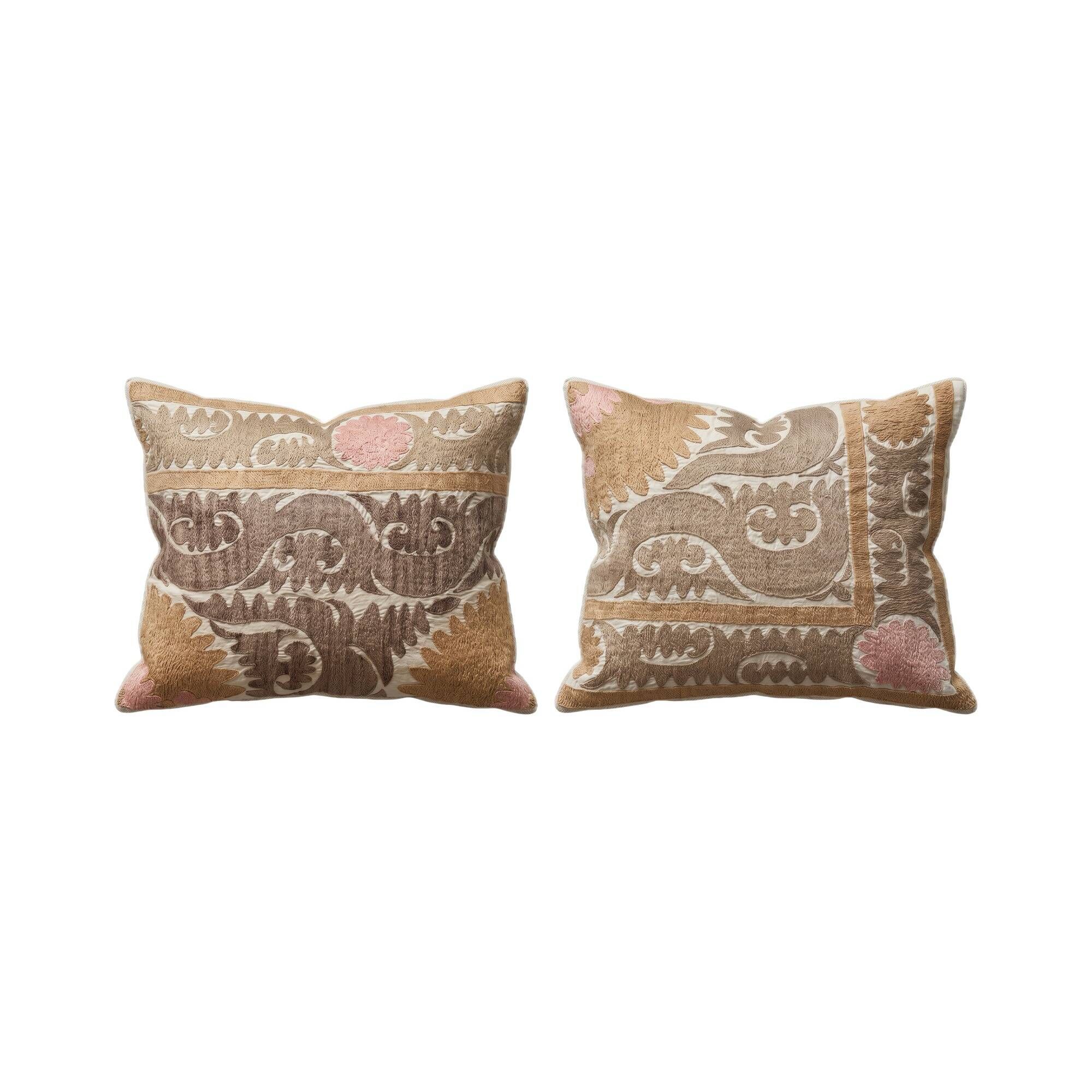 Set of 2 vintage embroidered cushion covers 56x67 cm