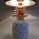 vintage pineapple lamp in ceramics shade brown leather