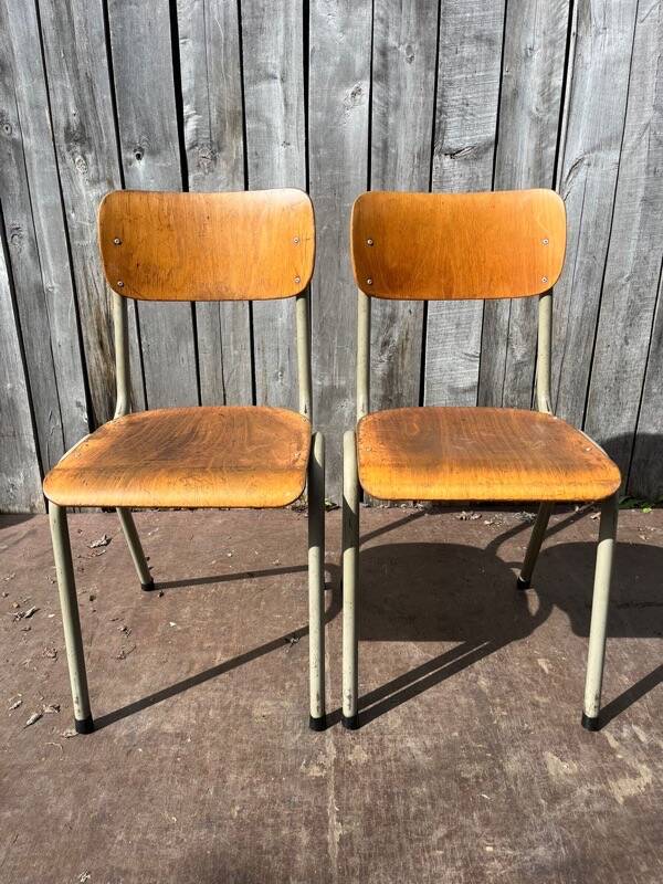 Vintage military chair Tubax in wood and metal, 1960s