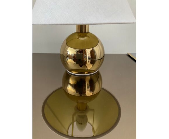 Lampe vintage boule en metal doré années 70