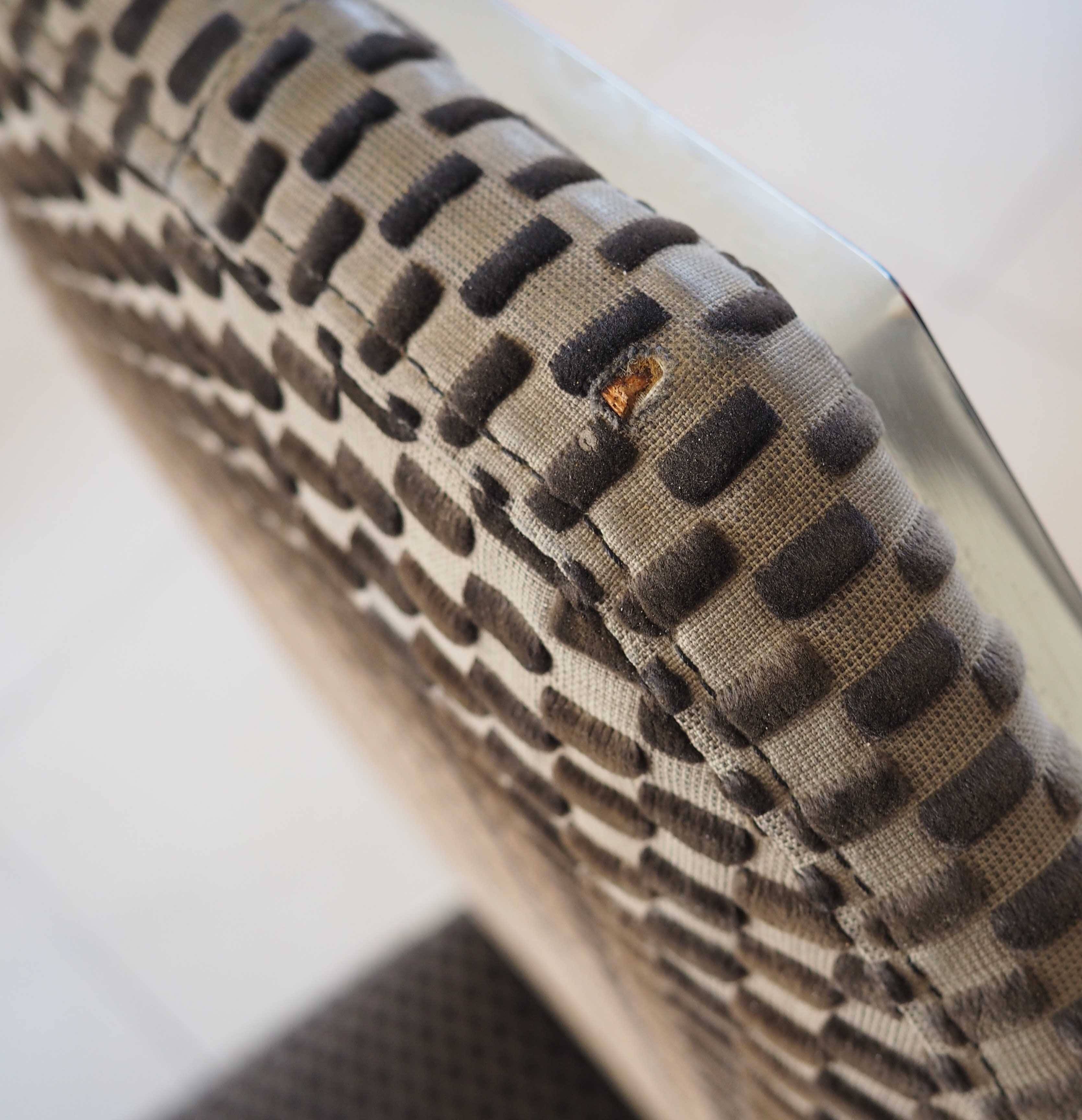 4 chrome and velvet sled chairs