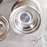 Mustard pot, jam pot, jam jar, sugar bowl, in silver metal