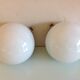 Pair of globe half moon ceiling lights in opaline vintage 60s-70s