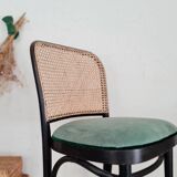 Chaises bistrot bois courbé noir, cannage et velours