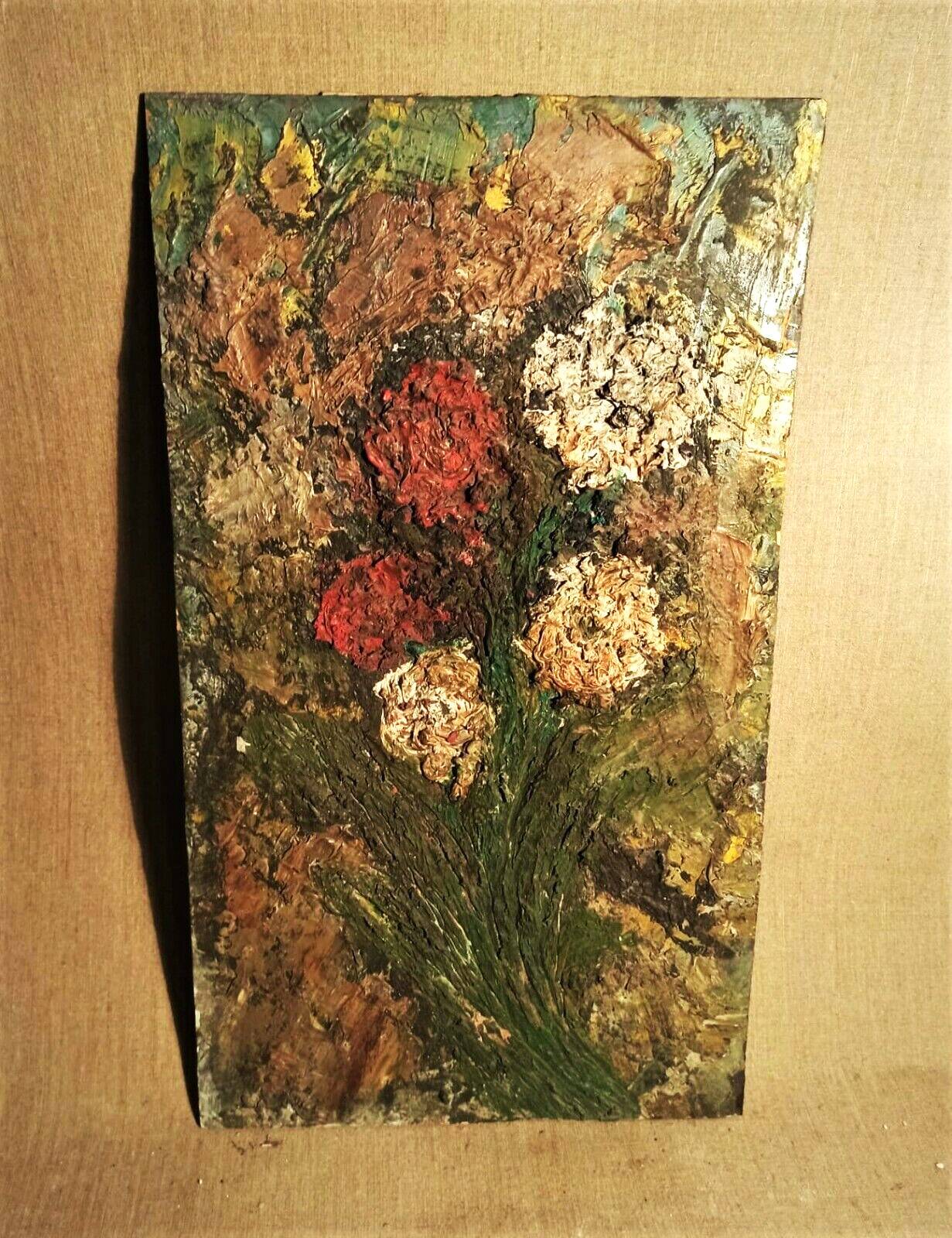 Tableau impressionniste matière huile tableau livourne raffaello giannelli-livorno-1963-flowers -