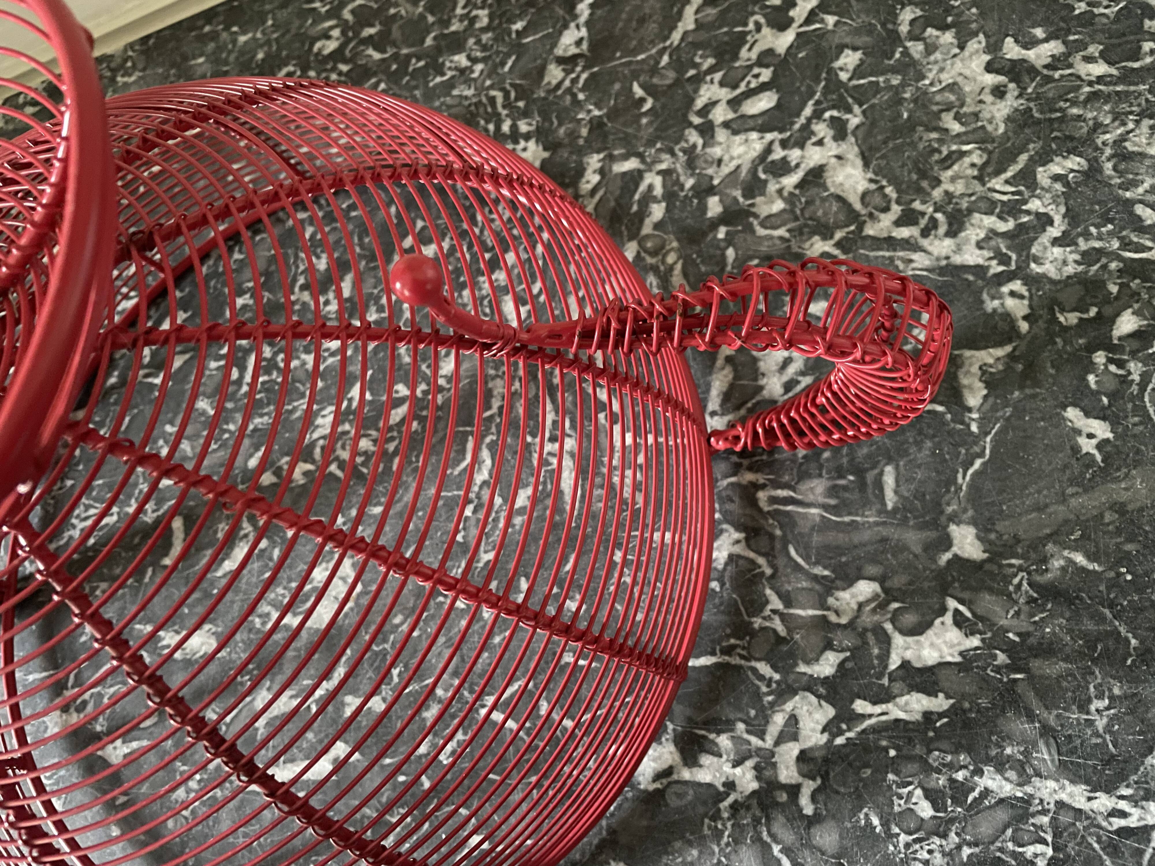 Red wired metal fruit basket