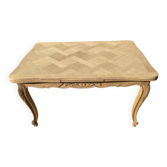 Louis XV style table in oak stripped and left in natural wood