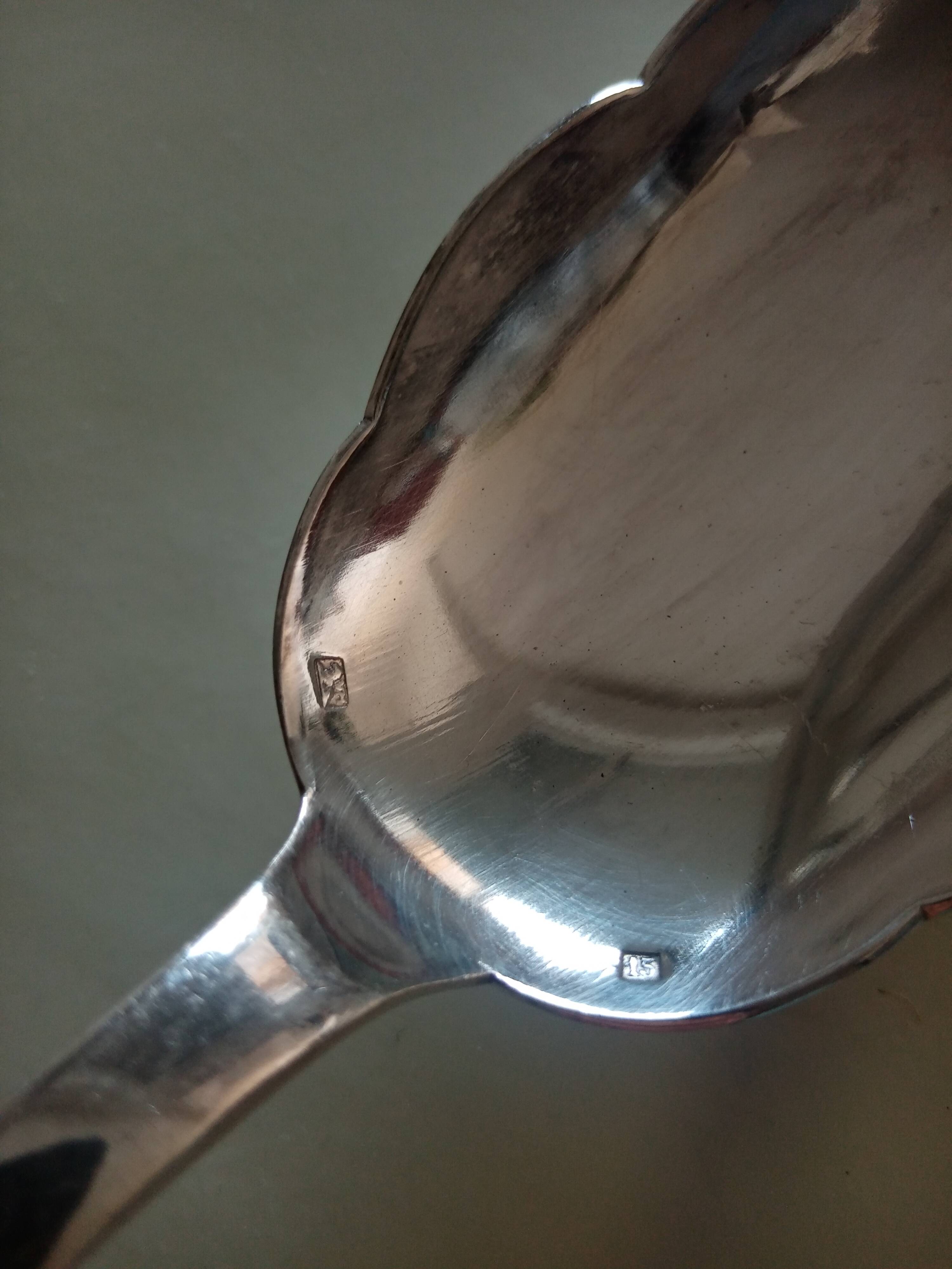 Serving cutlery, salad cutlery in silver metal