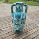 Antique turquoise terracotta amphora vase