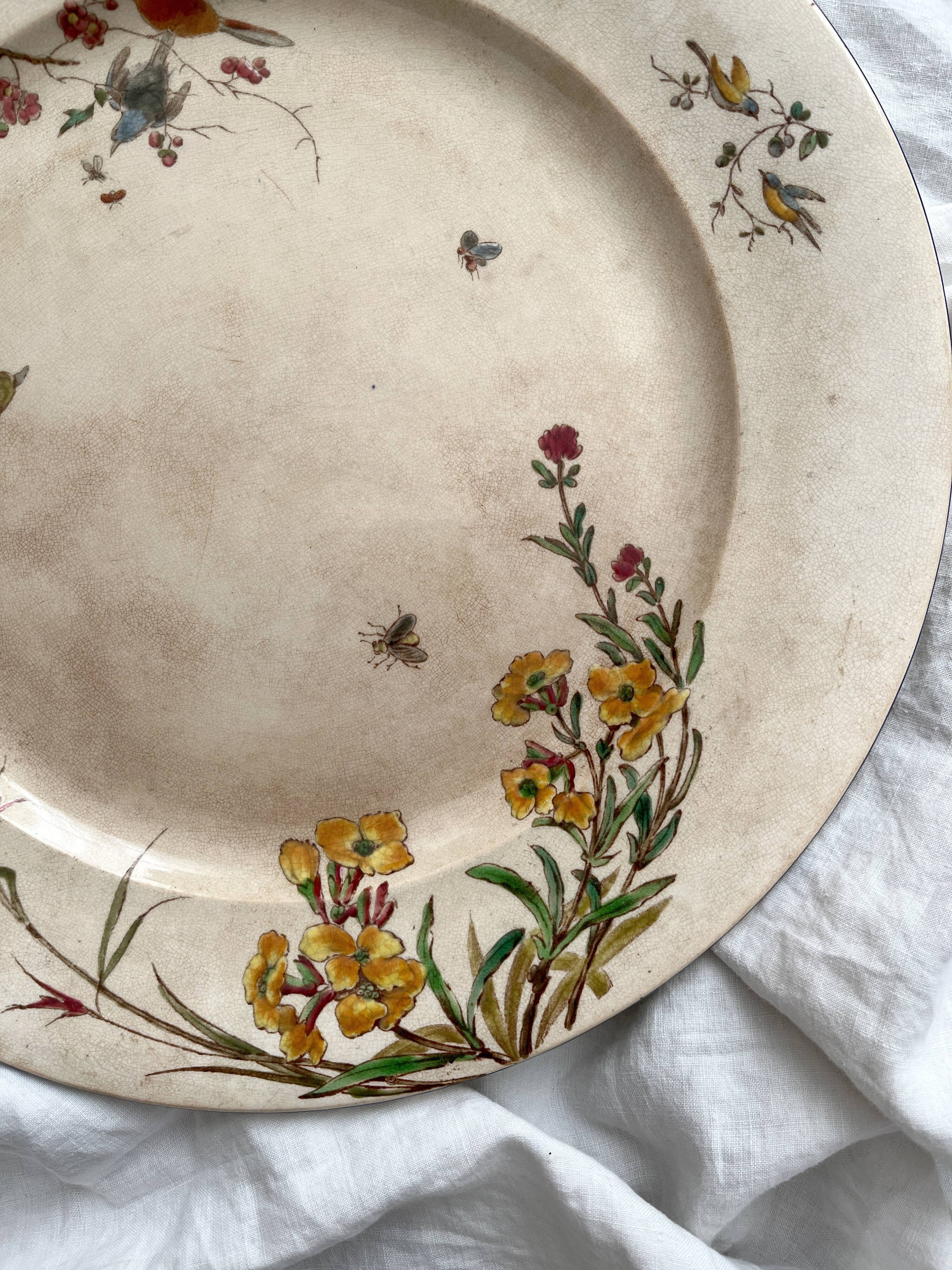 Plat rond polychrome "Nella" Jules Vieillard Bordeaux