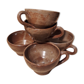 Set of 5 cups in sandstone, artisanal & authentic