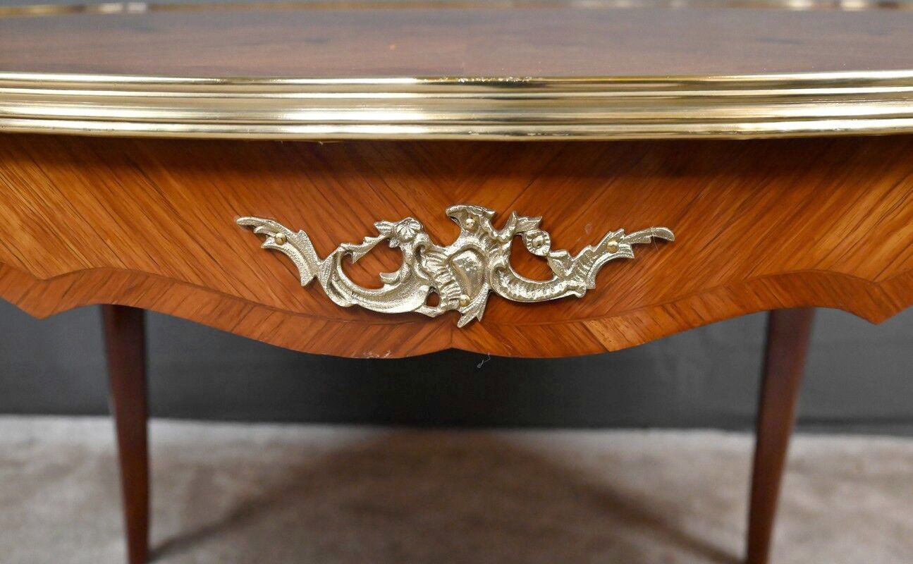 Rosewood marquetry coffee table, Louis XV style – Mid 20th century