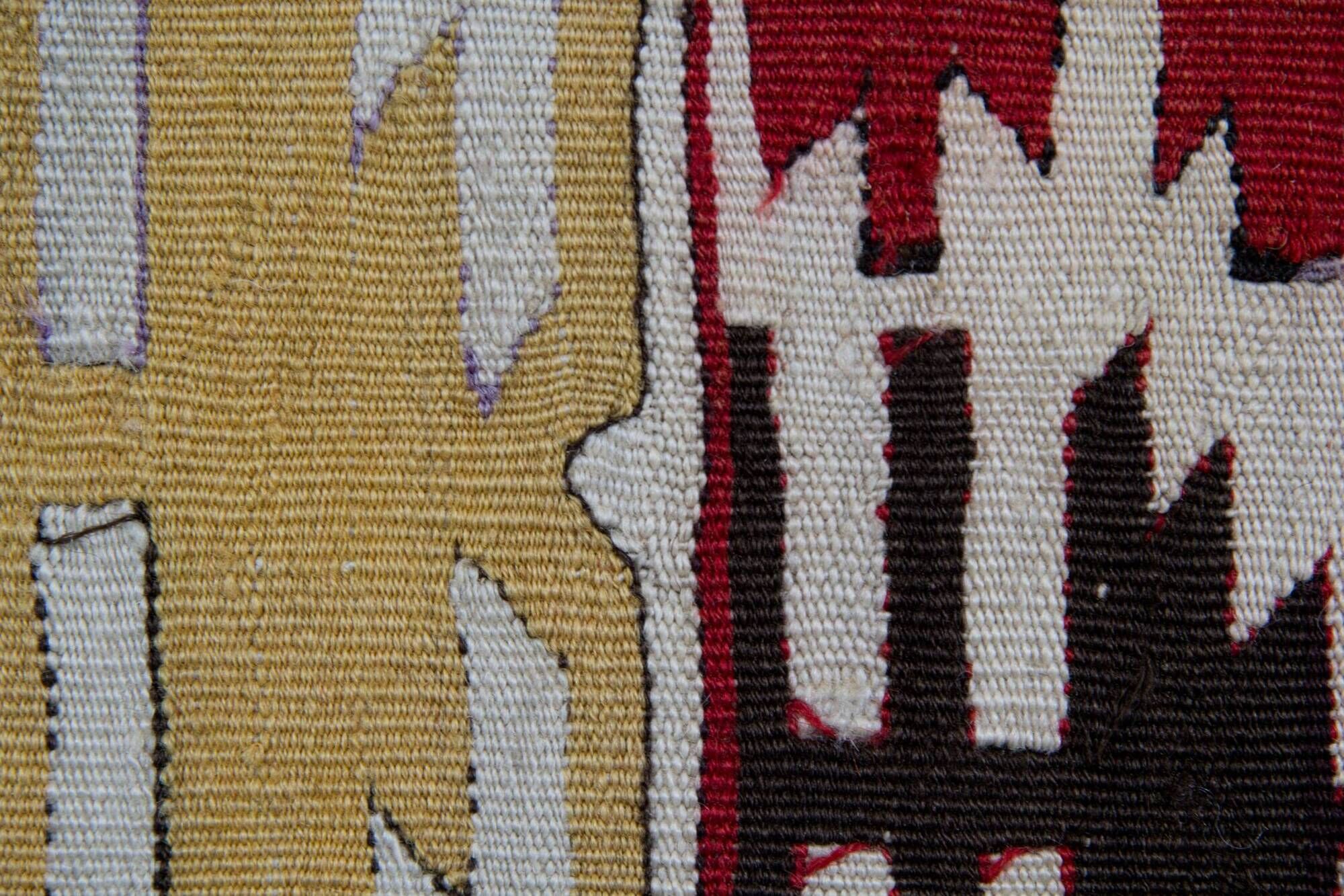Turkish Kilim Runner 1890s, Handmade Wool Tribal Geometric Rug 390x163cm