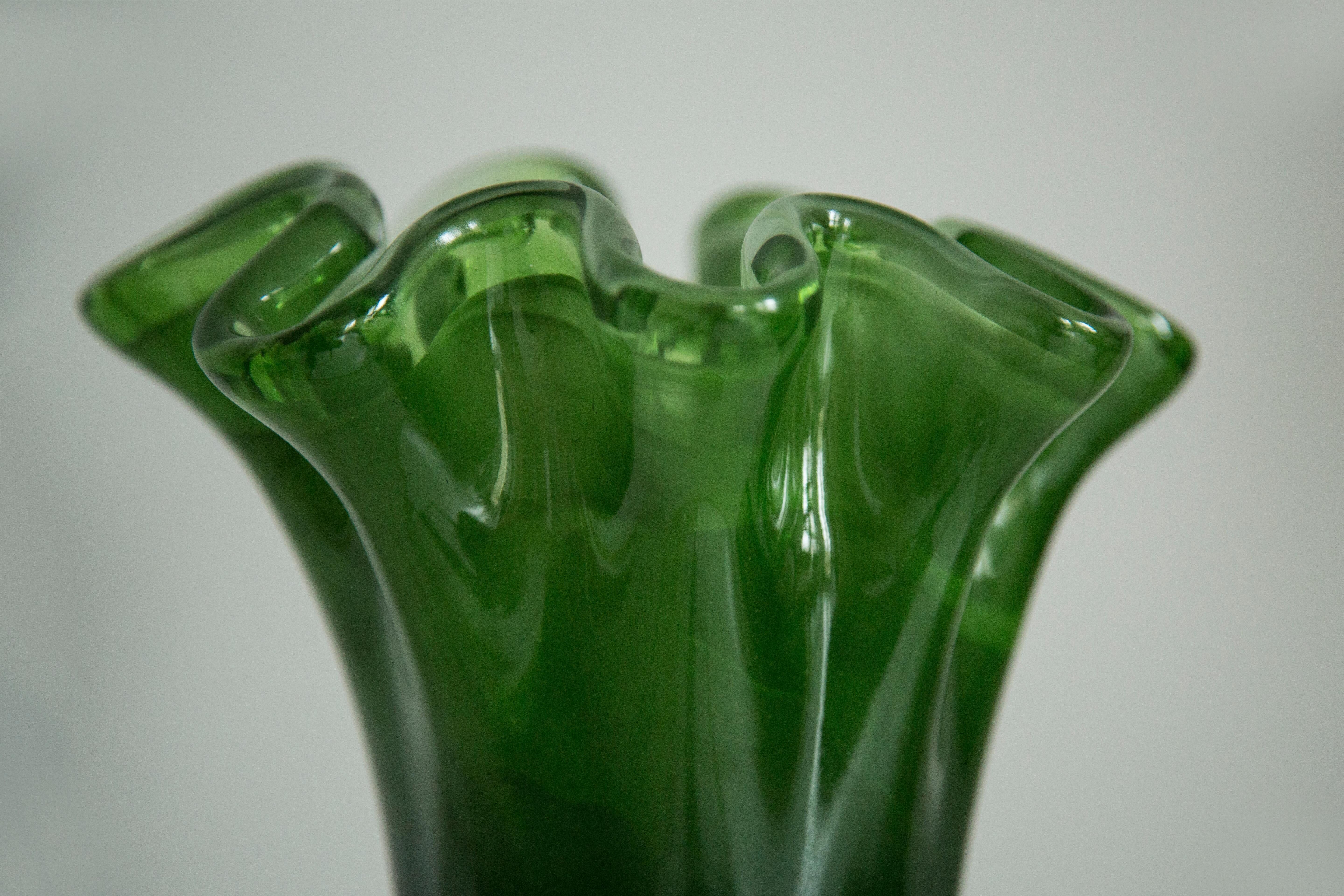Vintage Murano vase in dark green glass, Italy, 2000s
