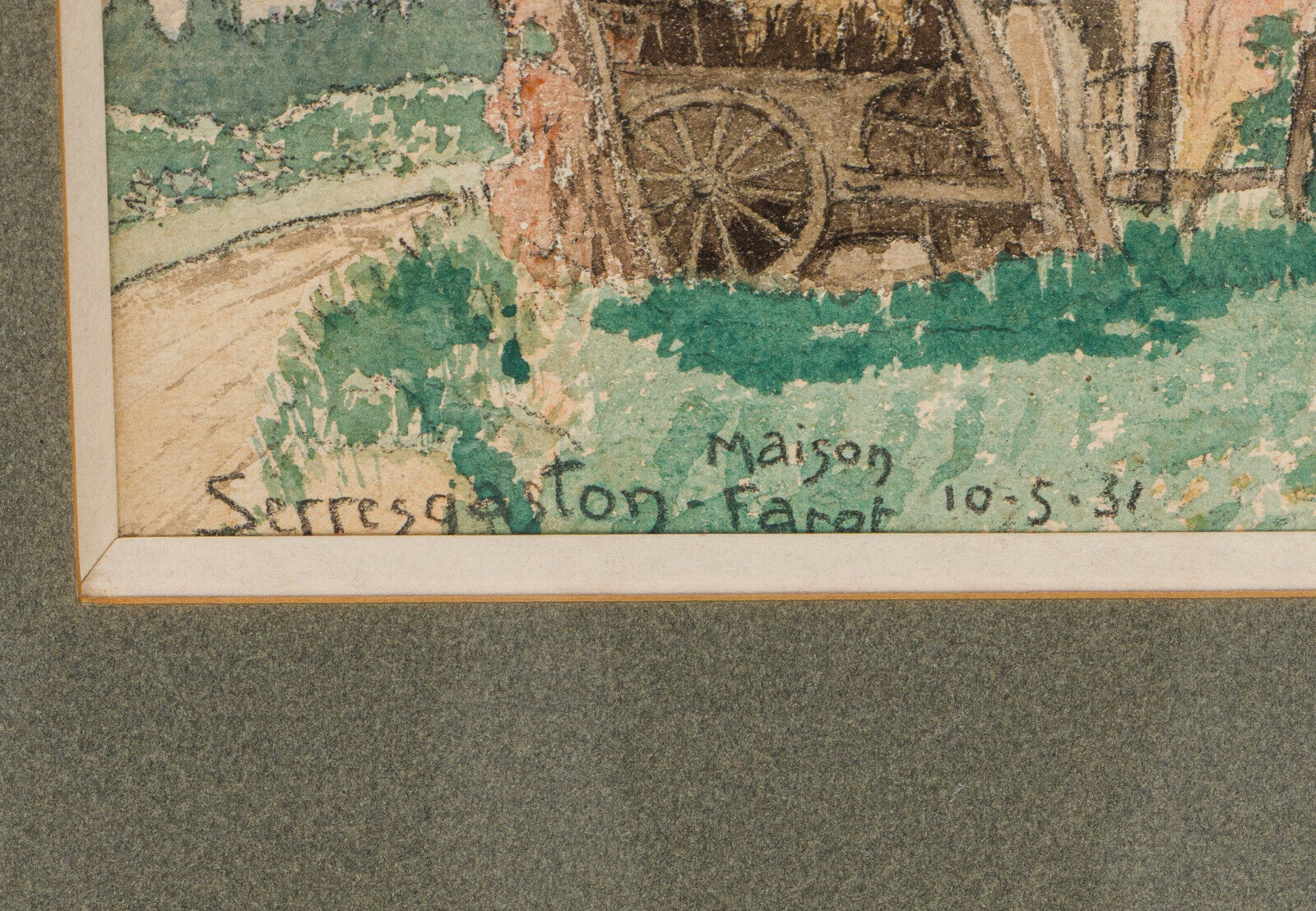 Watercolor on paper by G. Rémy farm house Serres Gaston Farot 1931