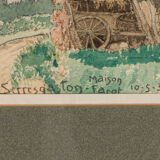 Watercolor on paper by G. Rémy farm house Serres Gaston Farot 1931