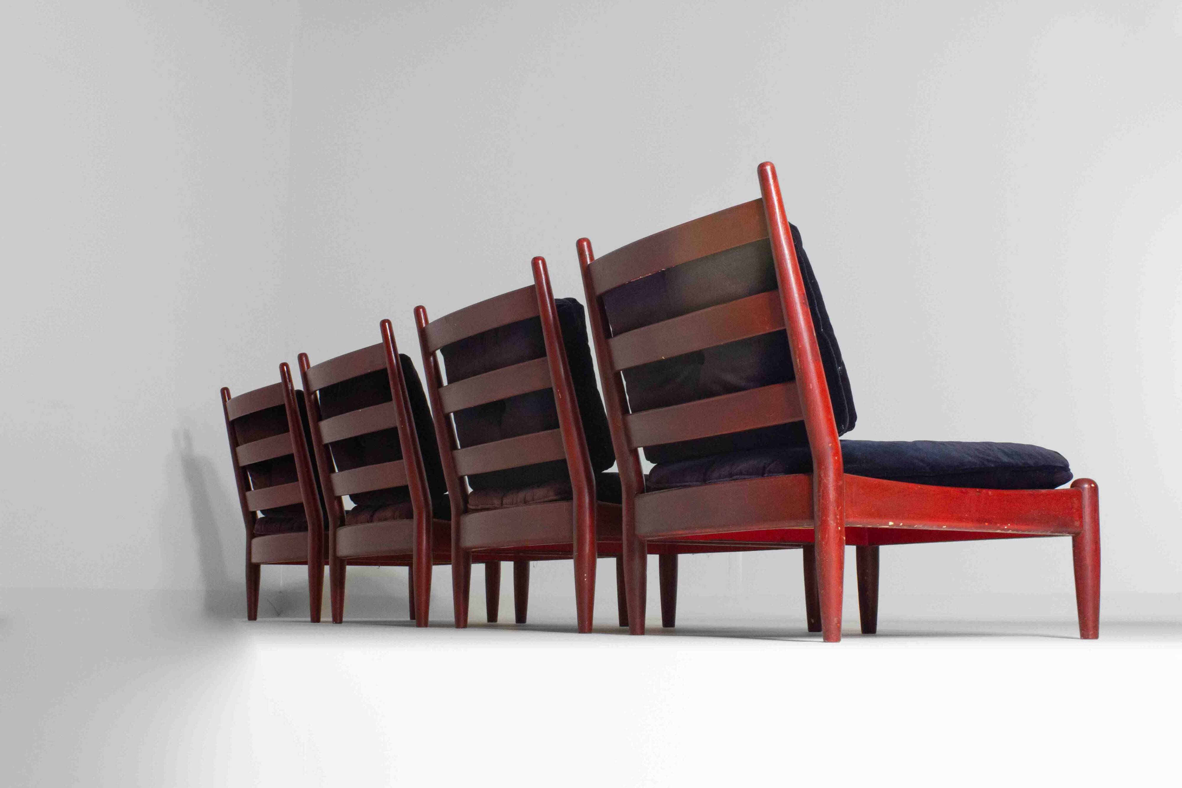 XL set of 8 mid-century lounge chairs, Belgium 1960s