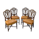 Series four English chairs Hepplewhite mahogany leather early twentieth century