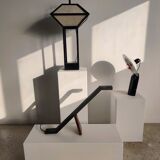 Japanese lamp in black lacquered wood and rice paper H:75cm