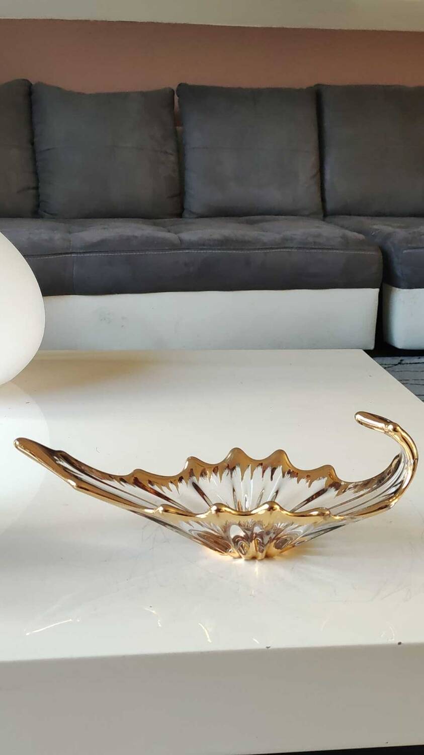Empty Pocket/Decorative Bowl/Royal Bayel Crystal. 18k gold highlights.