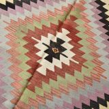 5x10 Dark Red Green Tribal Vintage Kilim Rug
