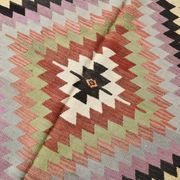 Tapis Kilim tribal vintage rouge foncé vert 5x10