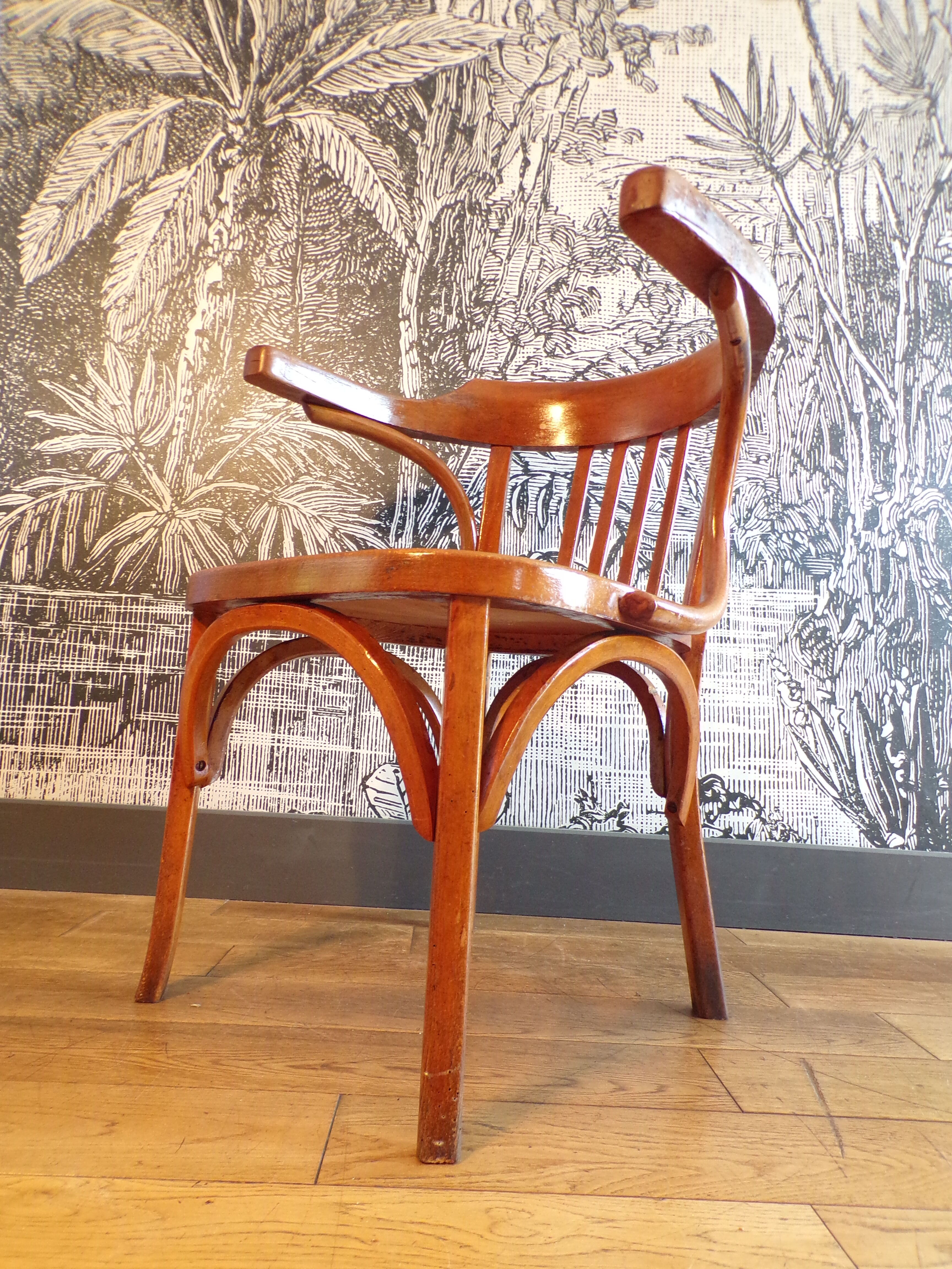 Baumann armchair old curved wood