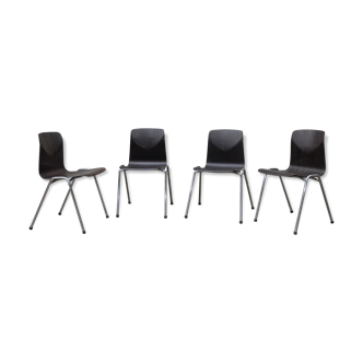 Lot de 4 chaises design Galvanitas thur op seat en Pagholz années 60-70