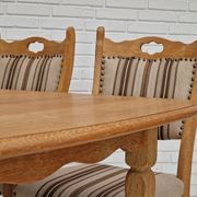 Danish dinning set of table and four chairs in oak and wool.
