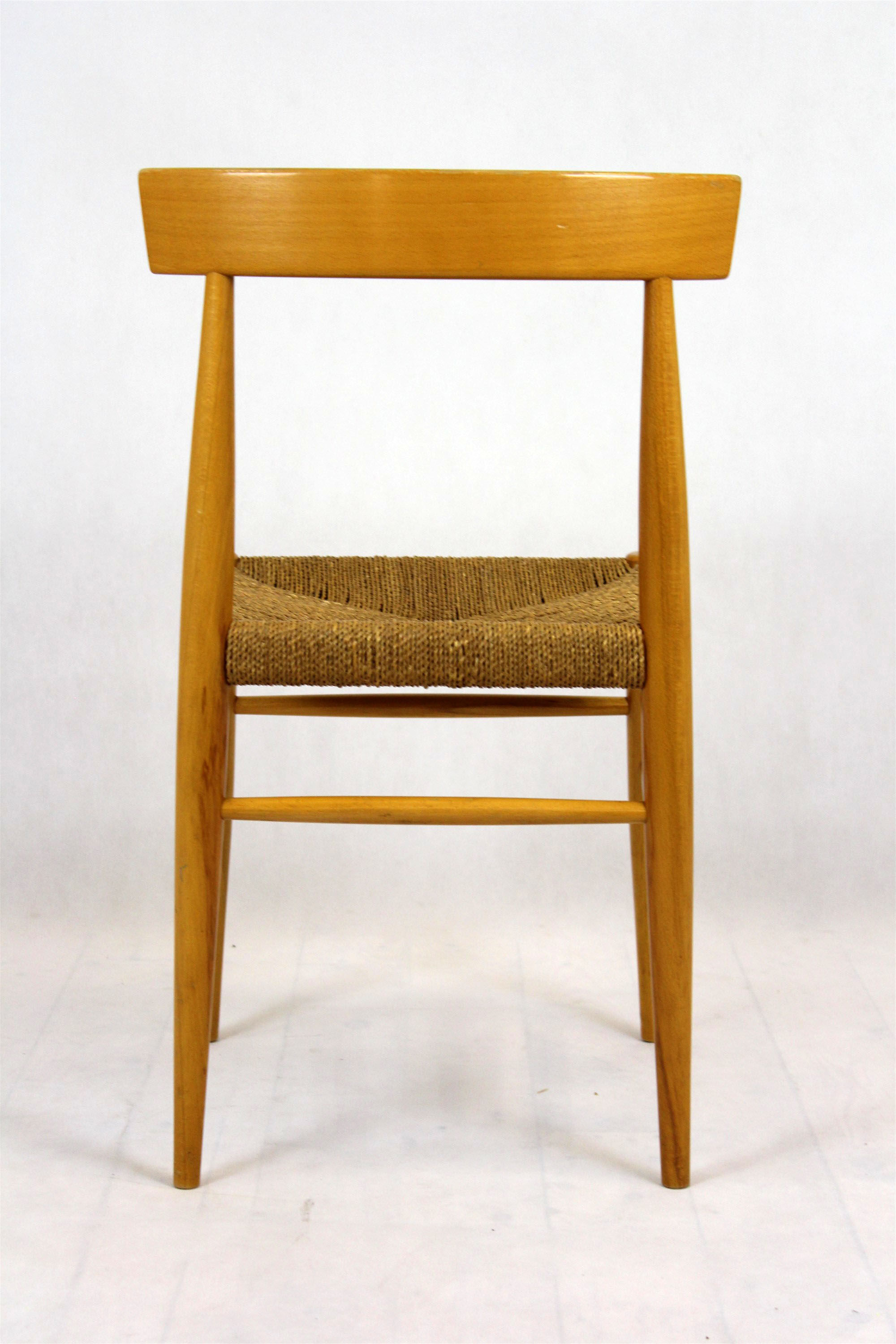 Vintage Czech straw chairs, 1960s, set of 4