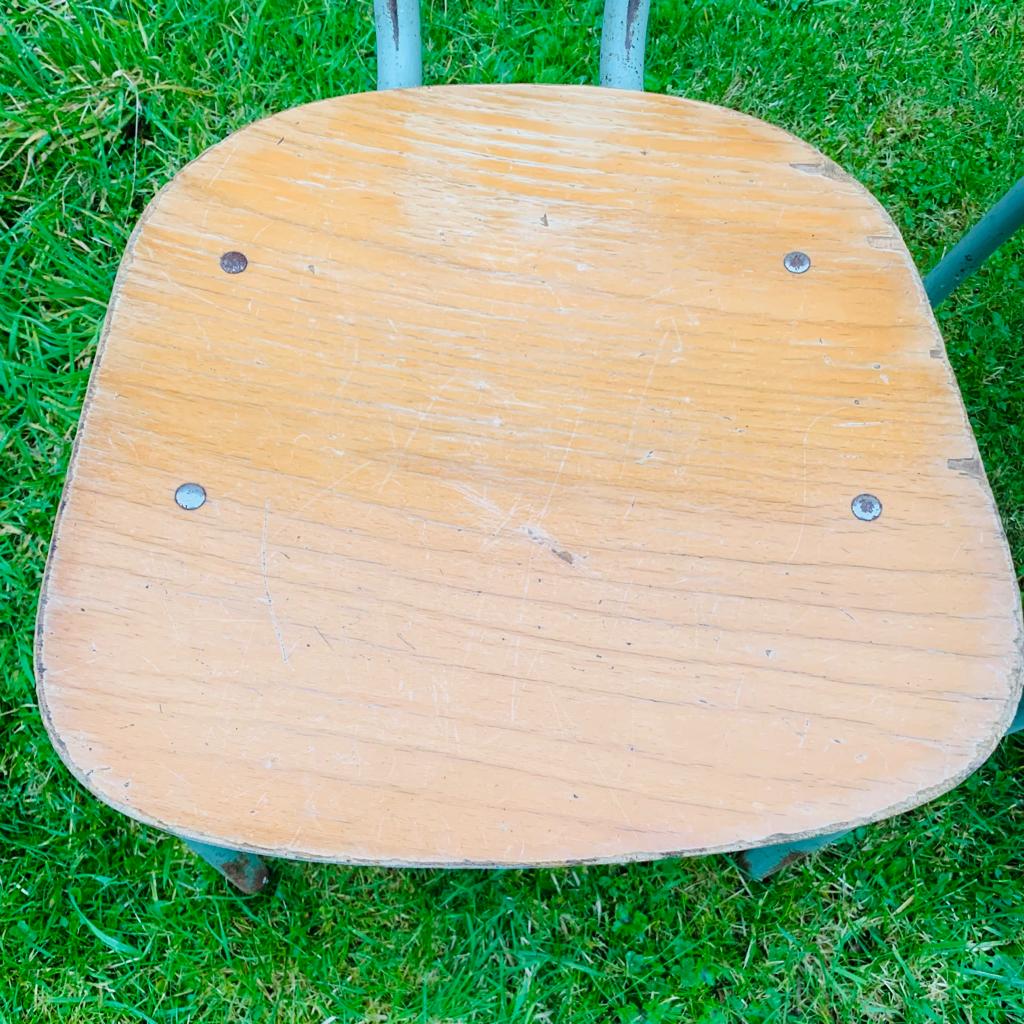 Set of 4 school chairs - wood & metal