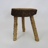 Tripod oak milking stool, Ariège peasant art, France (19th century)