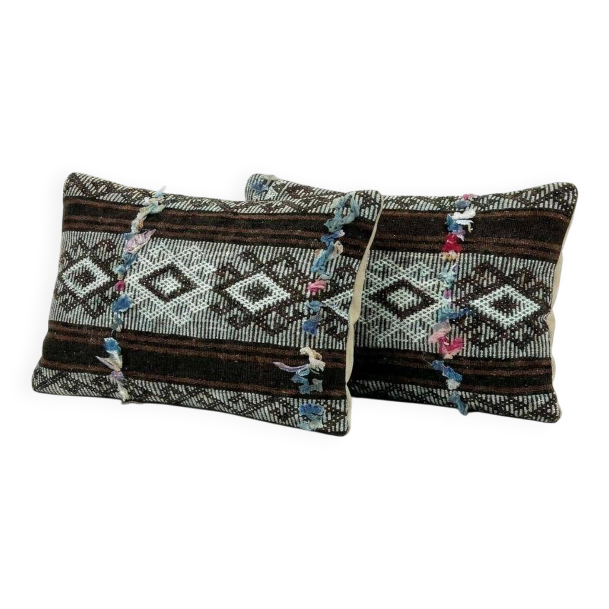 Lot de 2 housses de coussin kilim vintage 36x51 cm
