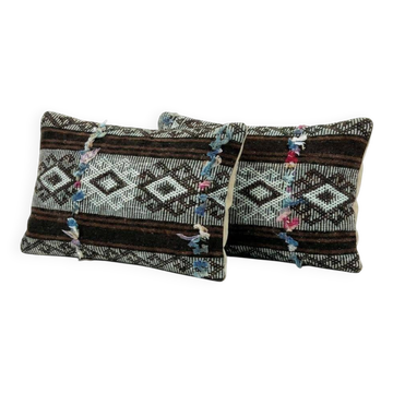 Set of 2 vintage kilim cushion covers 36x51 cm