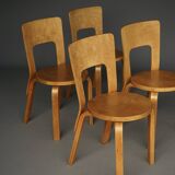 Alvar Aalto model 66 Chairs for Artek. 1940s. Set of 4