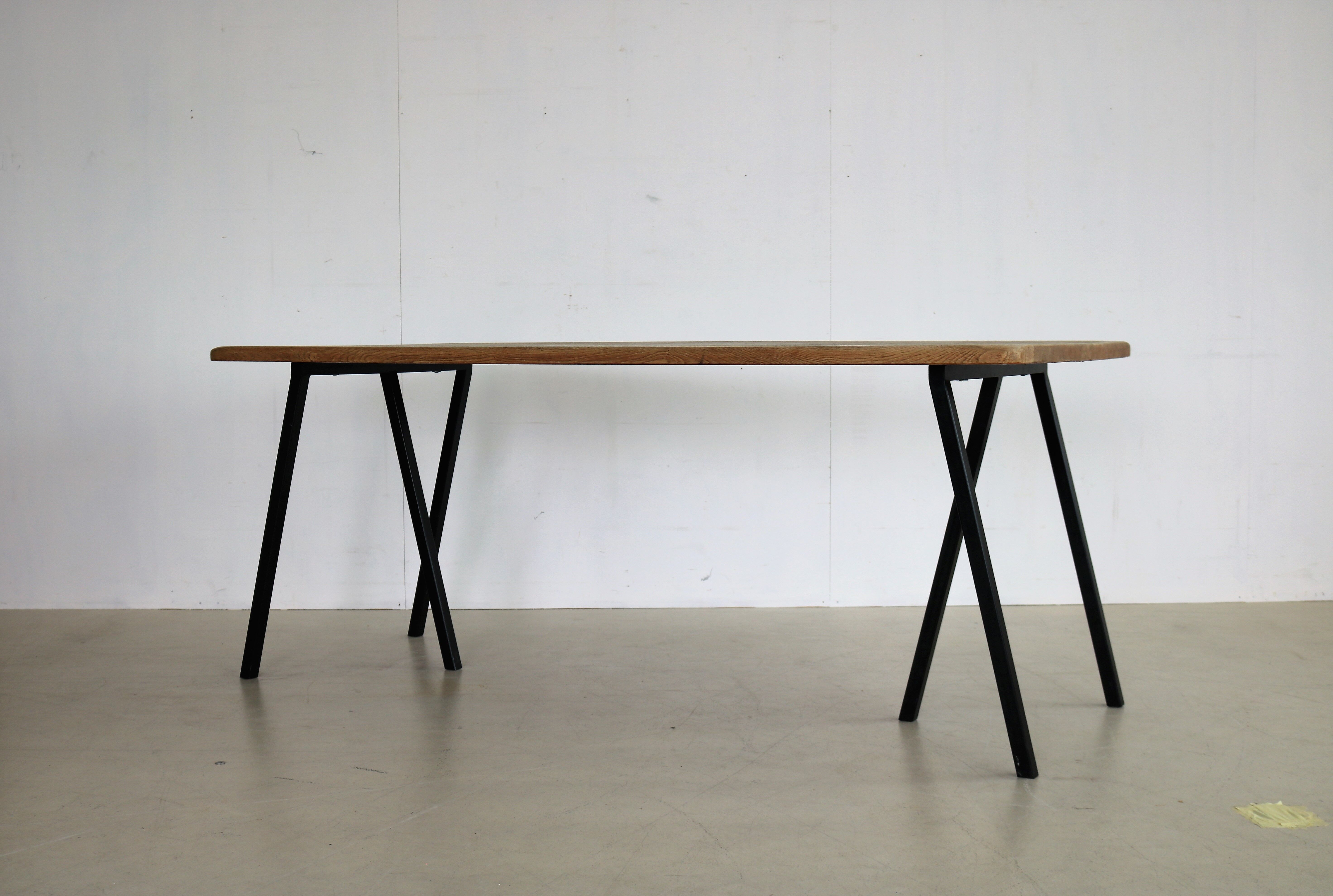 Vintage industrial oak dining table