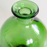 Vintage green glass bottle vase, decorative soliflore.