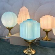 Art Deco lamp from the 1930s in turquoise opaline.