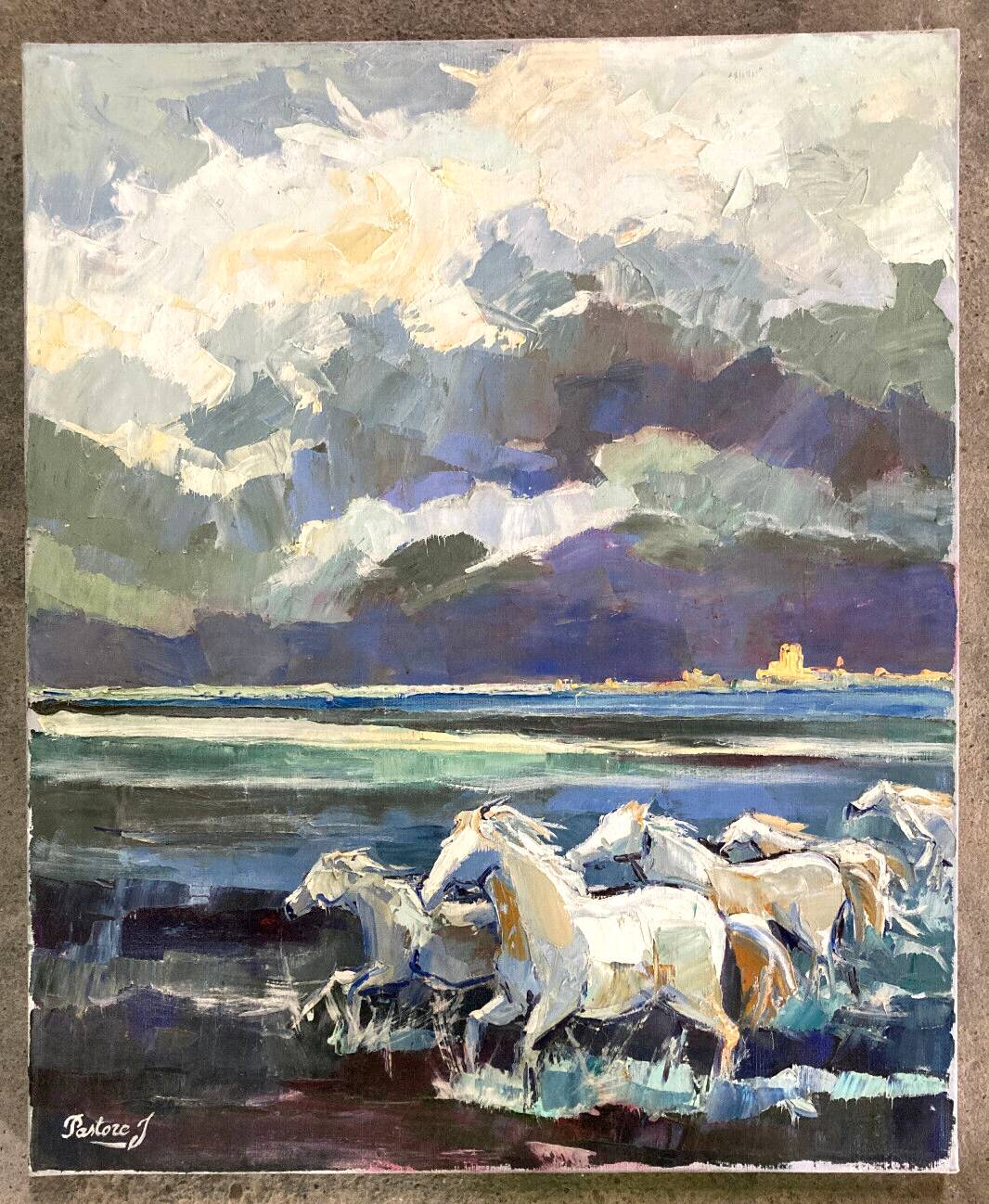 Tableau - Chevaux de Camargue aux Saintes Maries de la Mer