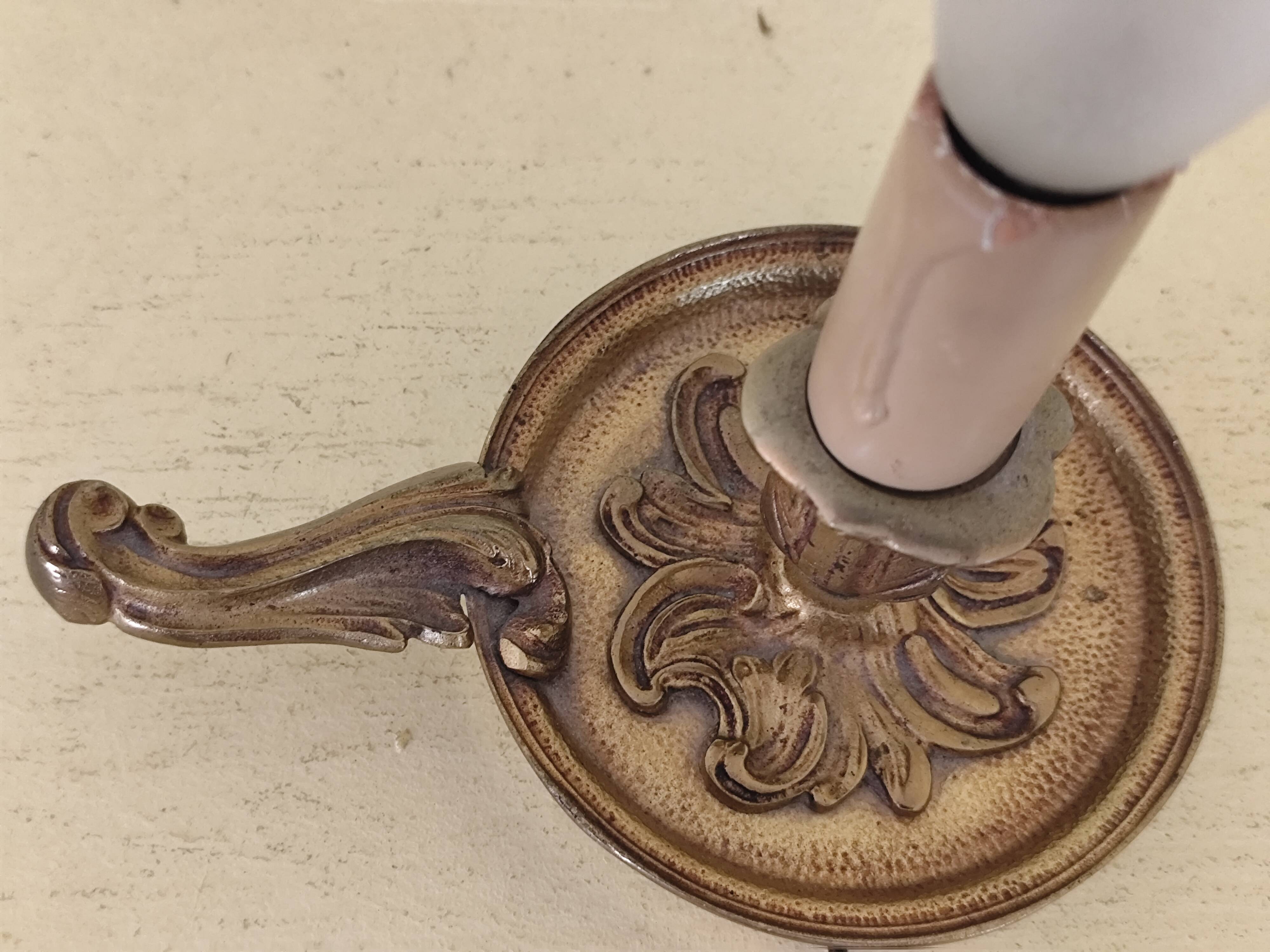 Lampe de chevet  en bronze - bougeoir  à main
