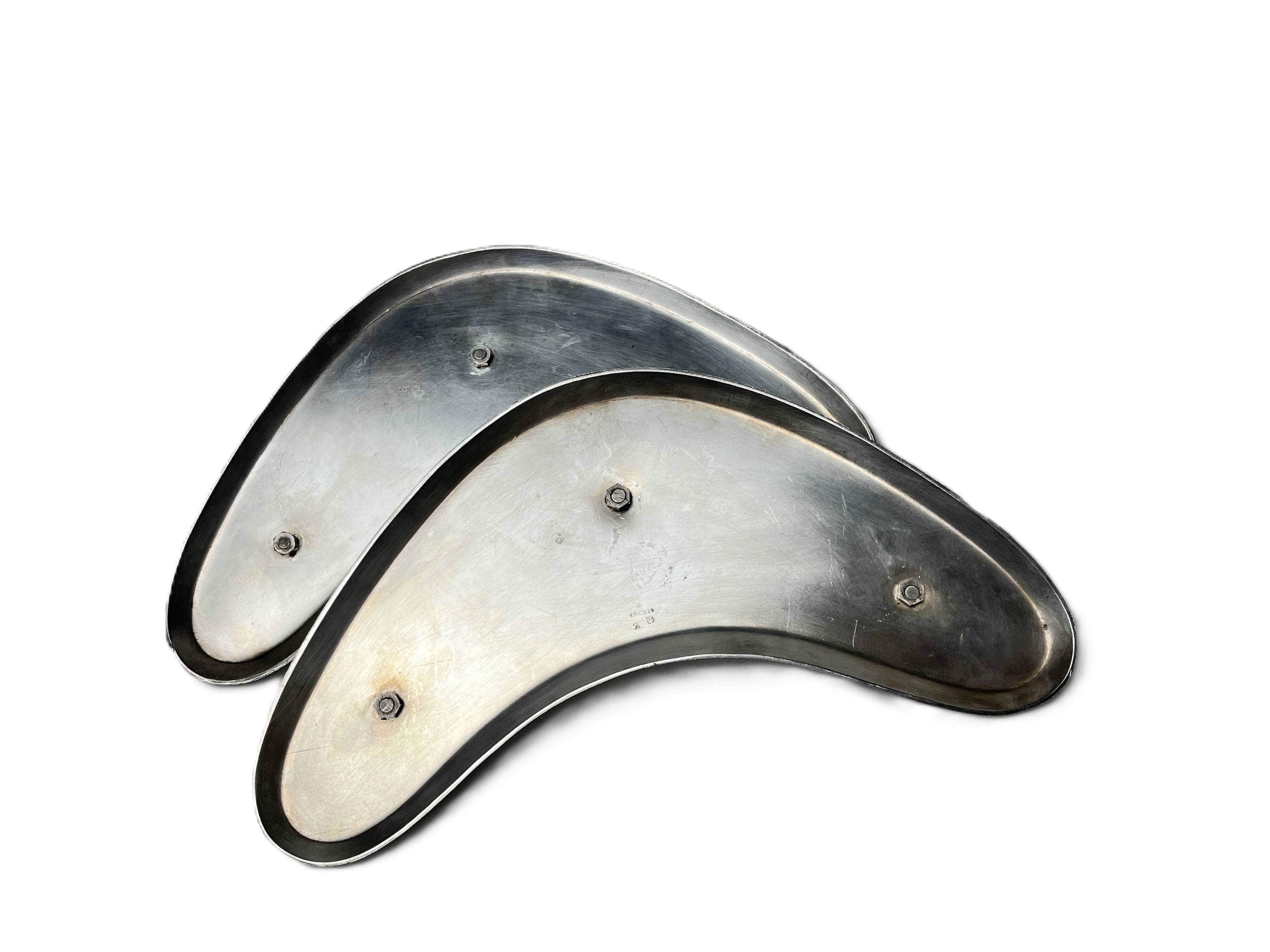 Ercuis, pair of 20th century silver-plated boomerang candlesticks