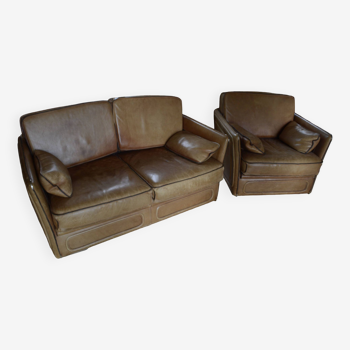 Leather sofa and armchair - Roche Bobois.