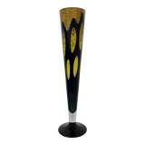 Grand vase en verre jaune et noir, années 1970