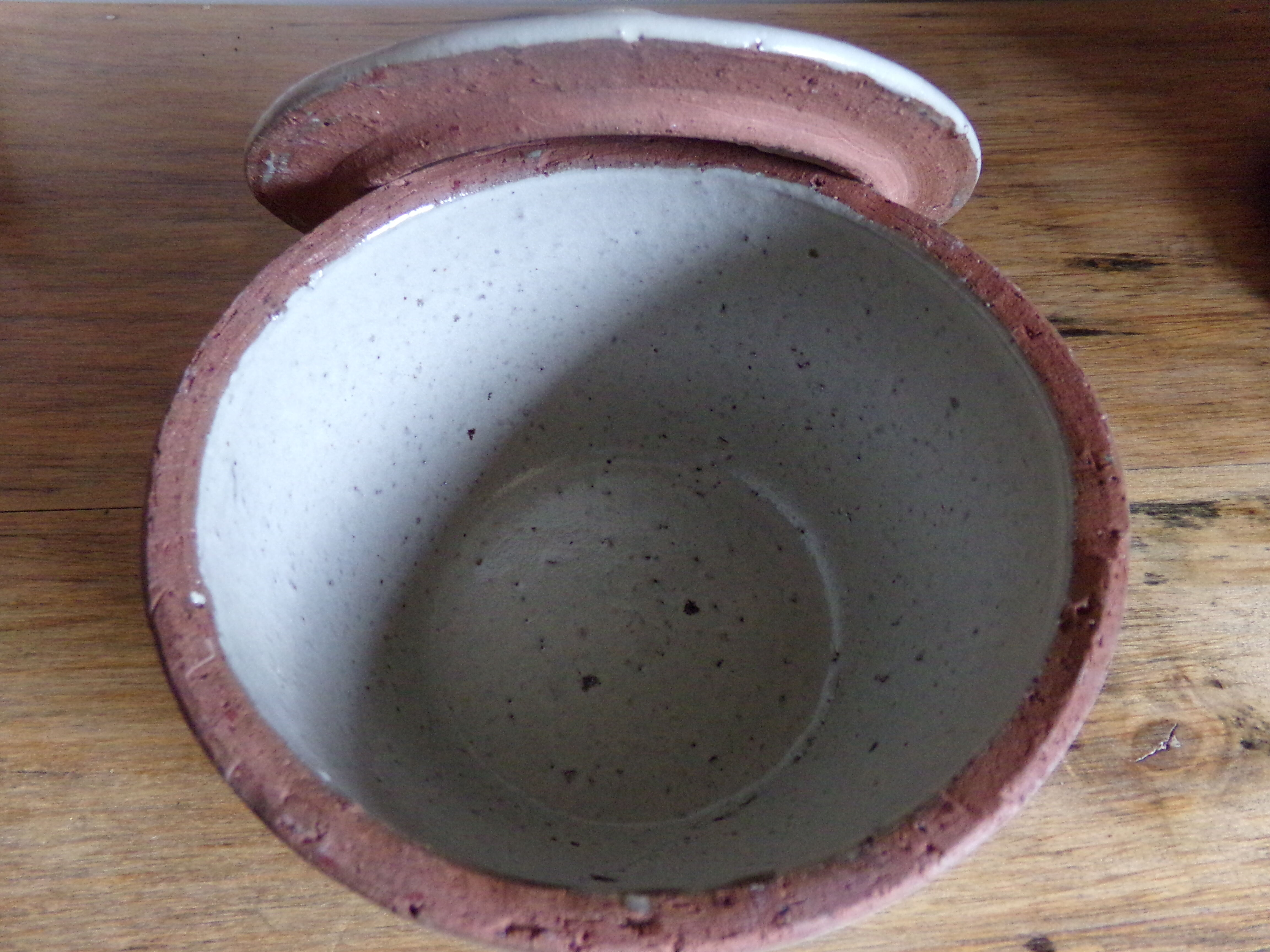 Enamelled terracotta pot