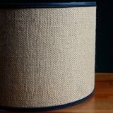 Large cylindrical lampshade in vintage burlap