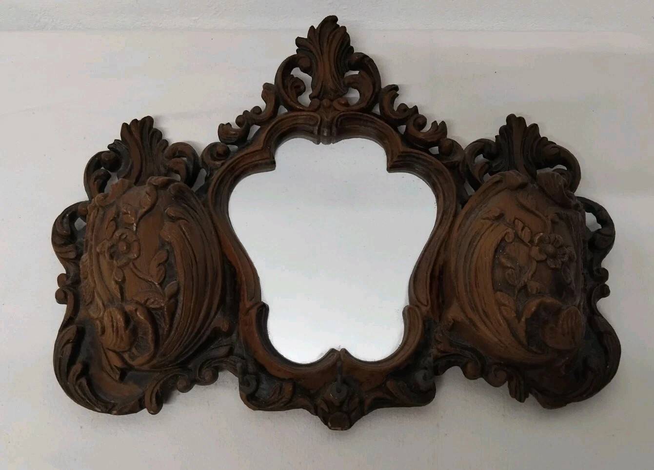 Antique Vintage Wall Mirror with Storage Faux Wood