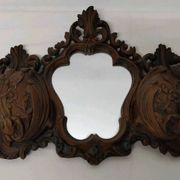 Ancien Miroir Mural Vintage Avec Rangement Imitation Bois