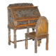 Bureau chinois sculpté à la main vers 1940 avec fauteuil assorti