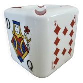 Vintage ceramic ashtray, playing cards, 50s 60s.