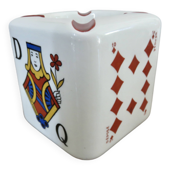 Vintage ceramic ashtray, playing cards, 50s 60s.